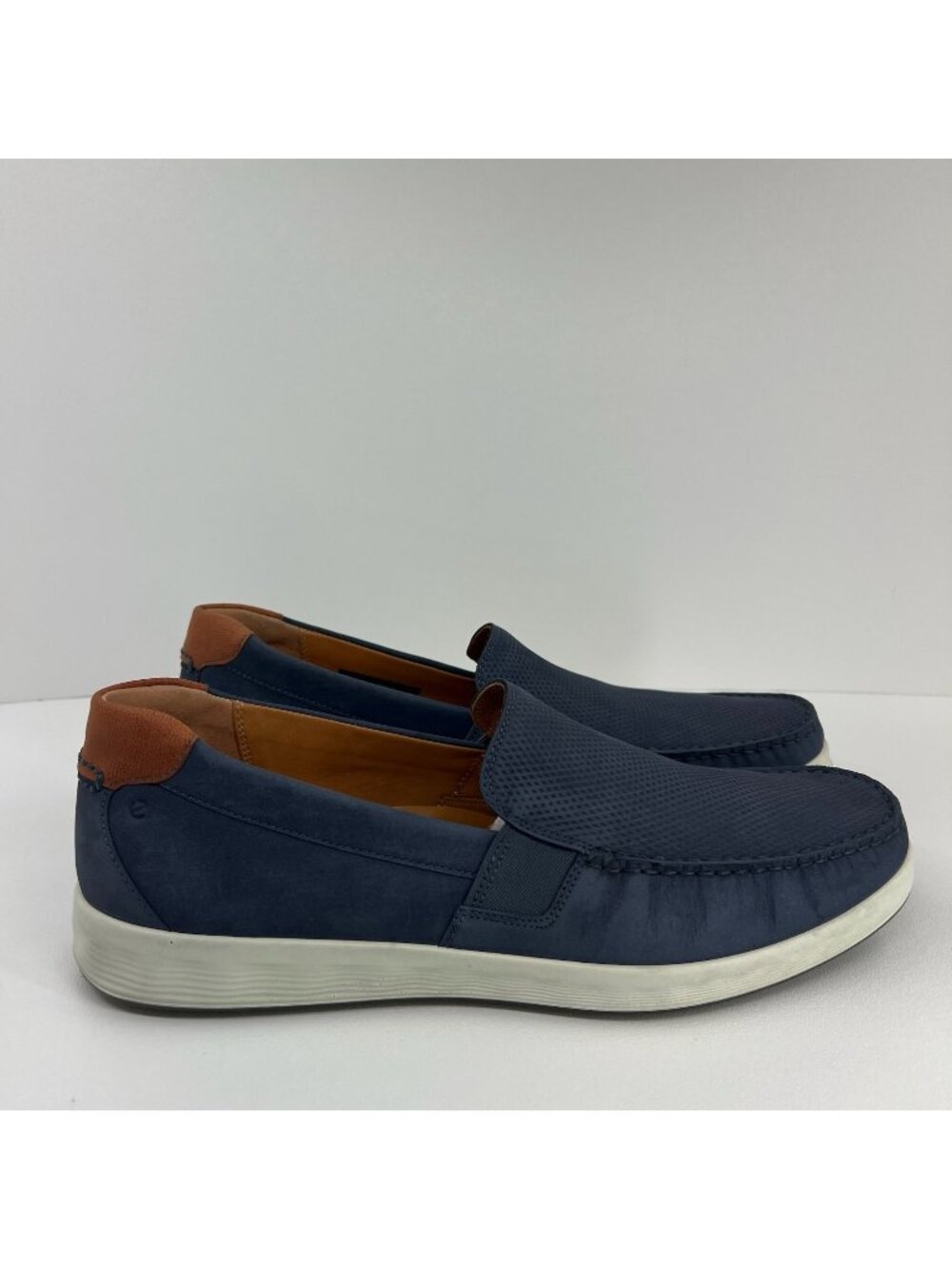 ECCO S Lite Moc Driving Shoes Mens US 13 Nubuck Leather Slip On Loafers Navy